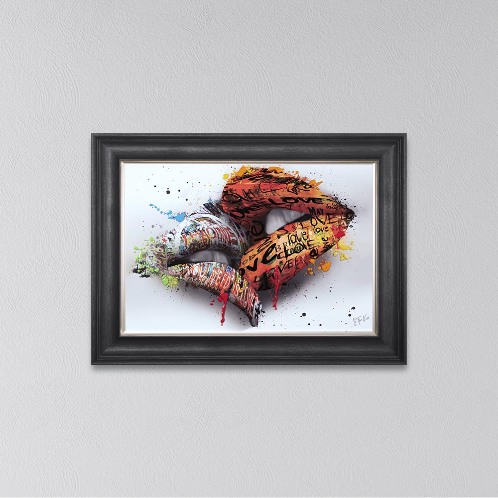 In The Kiss Orange Lips Framed Wall Art