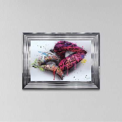 In The Kiss Pink Lips Framed Wall Art
