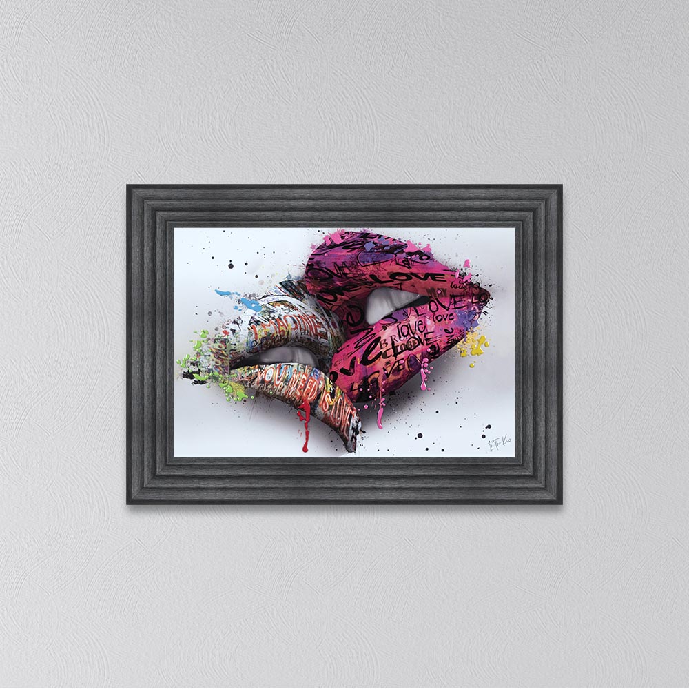 In The Kiss Pink Lips Framed Wall Art