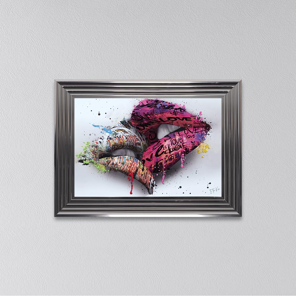 In The Kiss Pink Lips Framed Wall Art