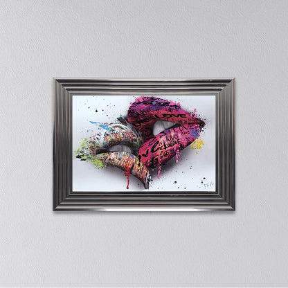 In The Kiss Pink Lips Framed Wall Art