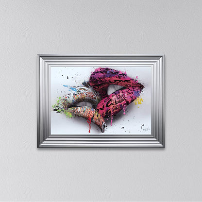 In The Kiss Pink Lips Framed Wall Art