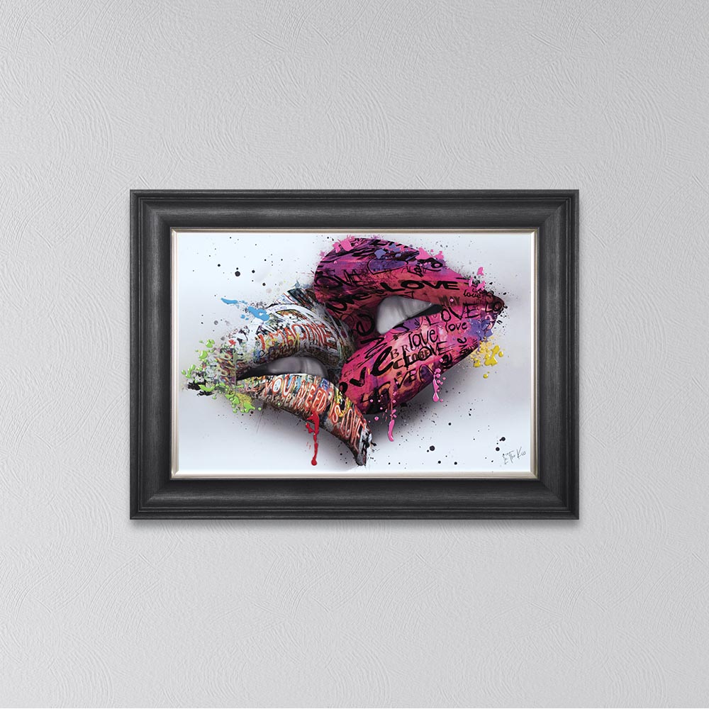In The Kiss Pink Lips Framed Wall Art