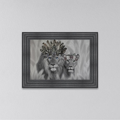 Lion King And Queen Of The Family Framed Wall Art