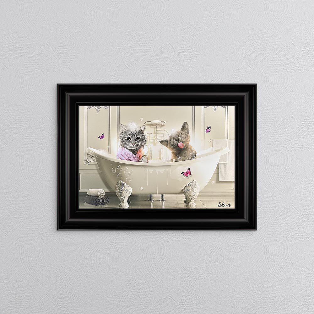 Cat Bath Framed Wall Art