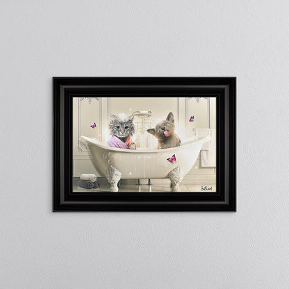 Cat Bath Framed Wall Art