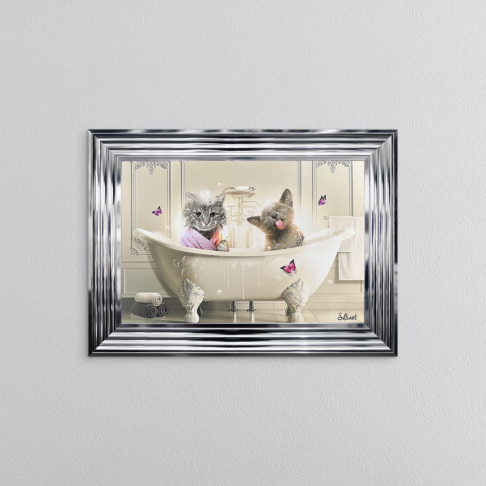 Cat Bath Framed Wall Art
