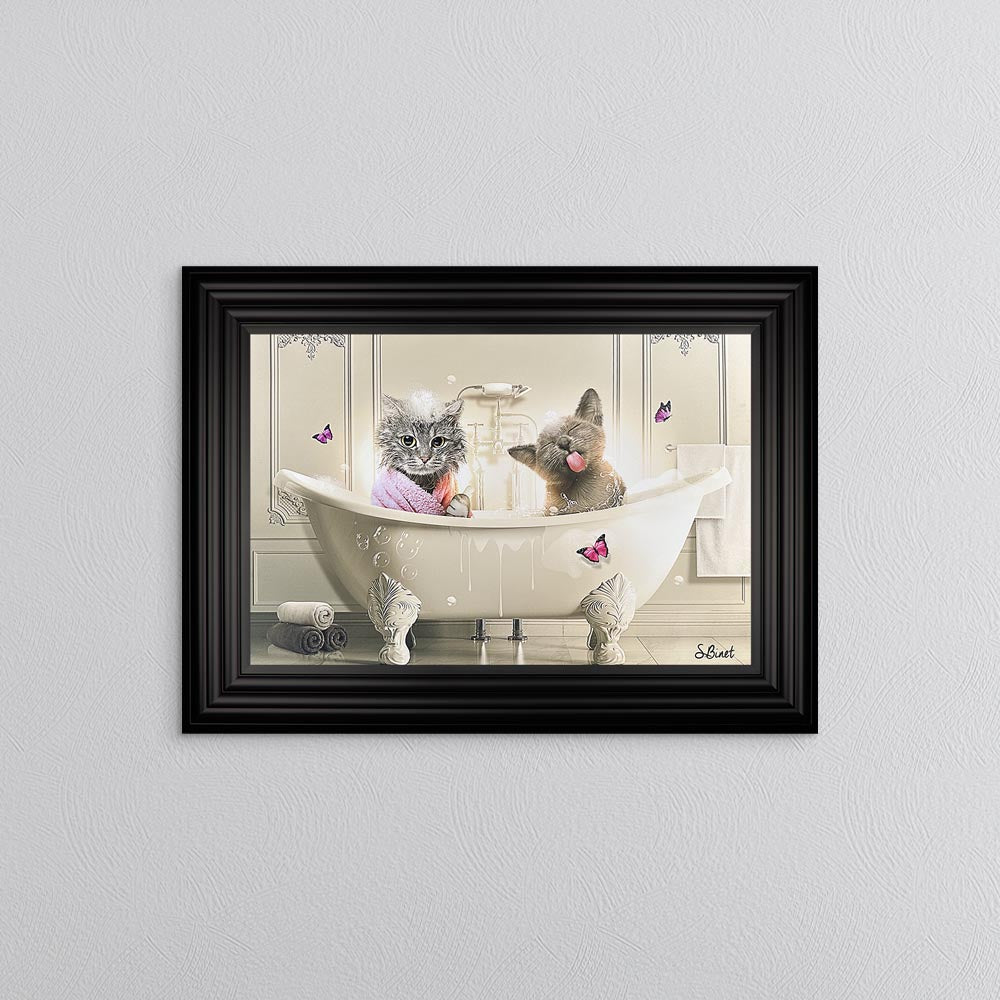 Cat Bath Framed Wall Art
