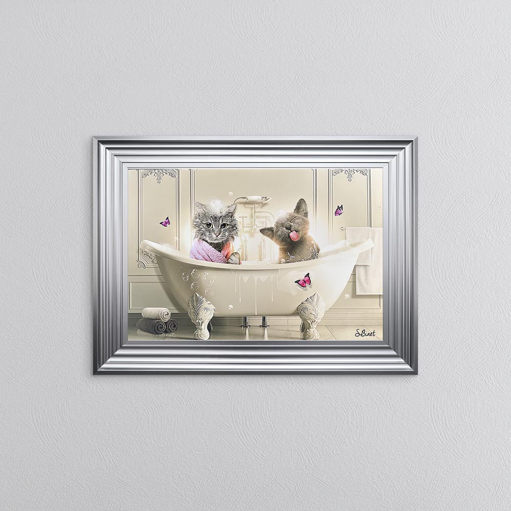 Cat Bath Framed Wall Art