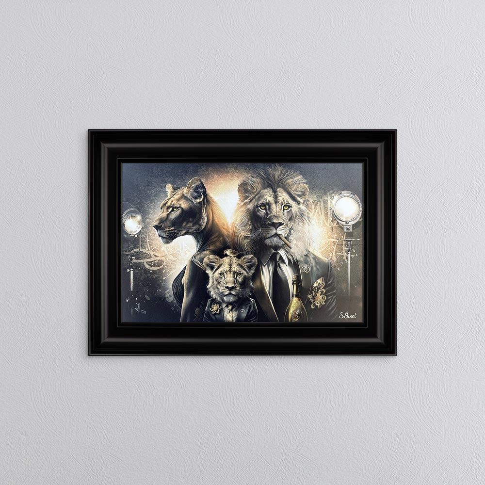 Gangster Lion Family Framed Wall Art