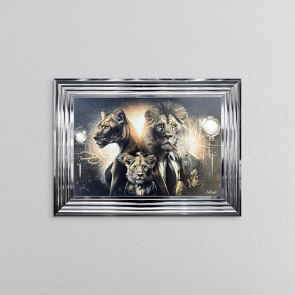Gangster Lion Family Framed Wall Art