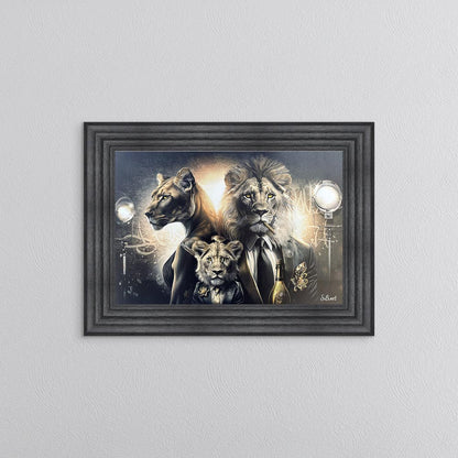 Gangster Lion Family Framed Wall Art