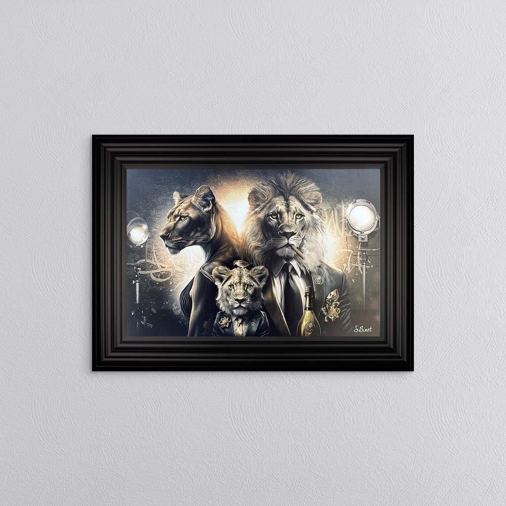 Gangster Lion Family Framed Wall Art