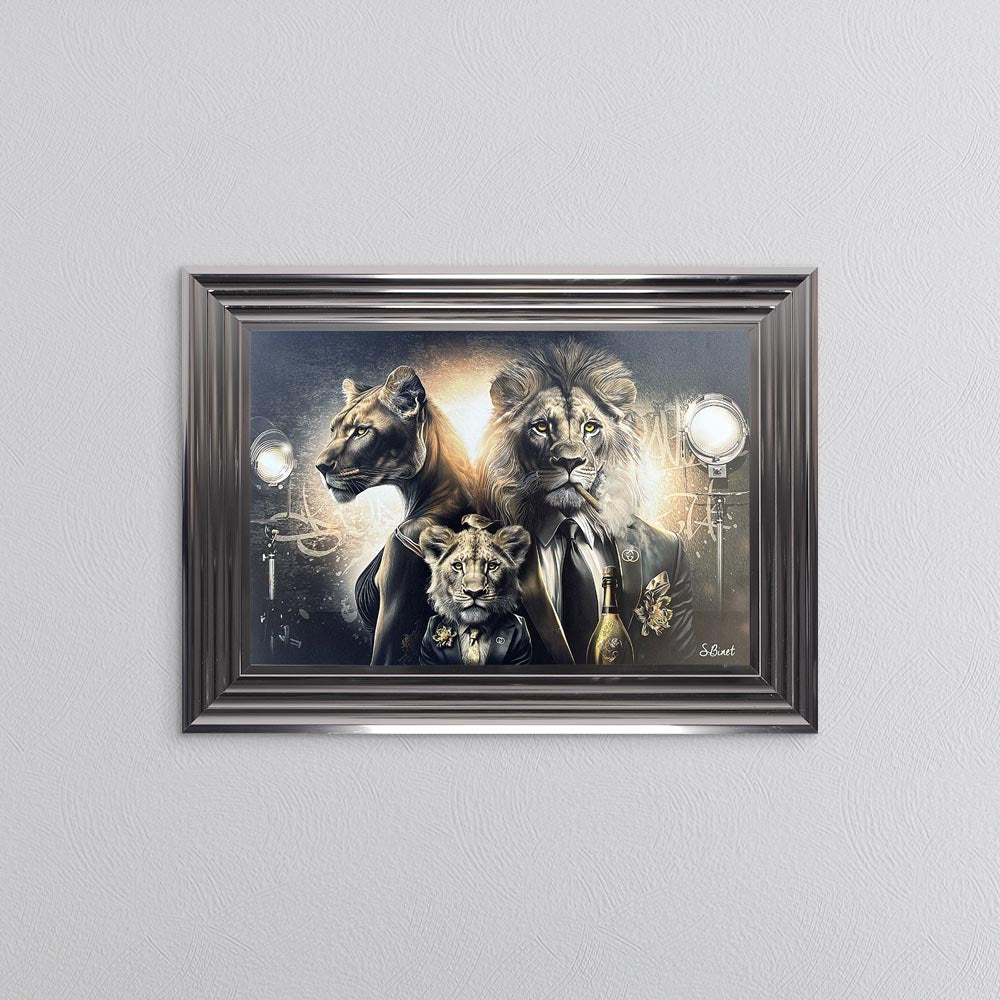 Gangster Lion Family Framed Wall Art