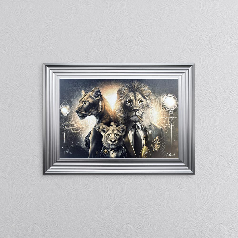 Gangster Lion Family Framed Wall Art