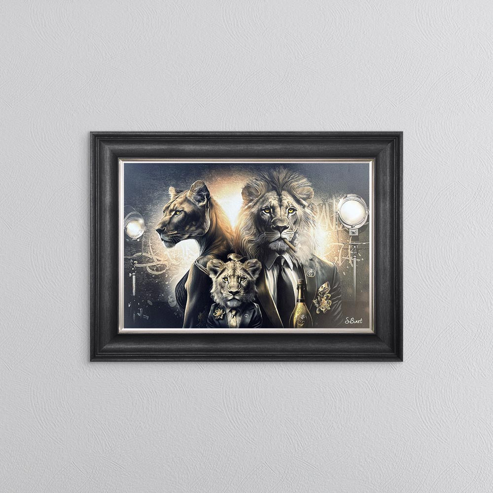 Gangster Lion Family Framed Wall Art