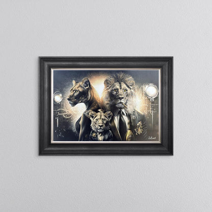 Gangster Lion Family Framed Wall Art