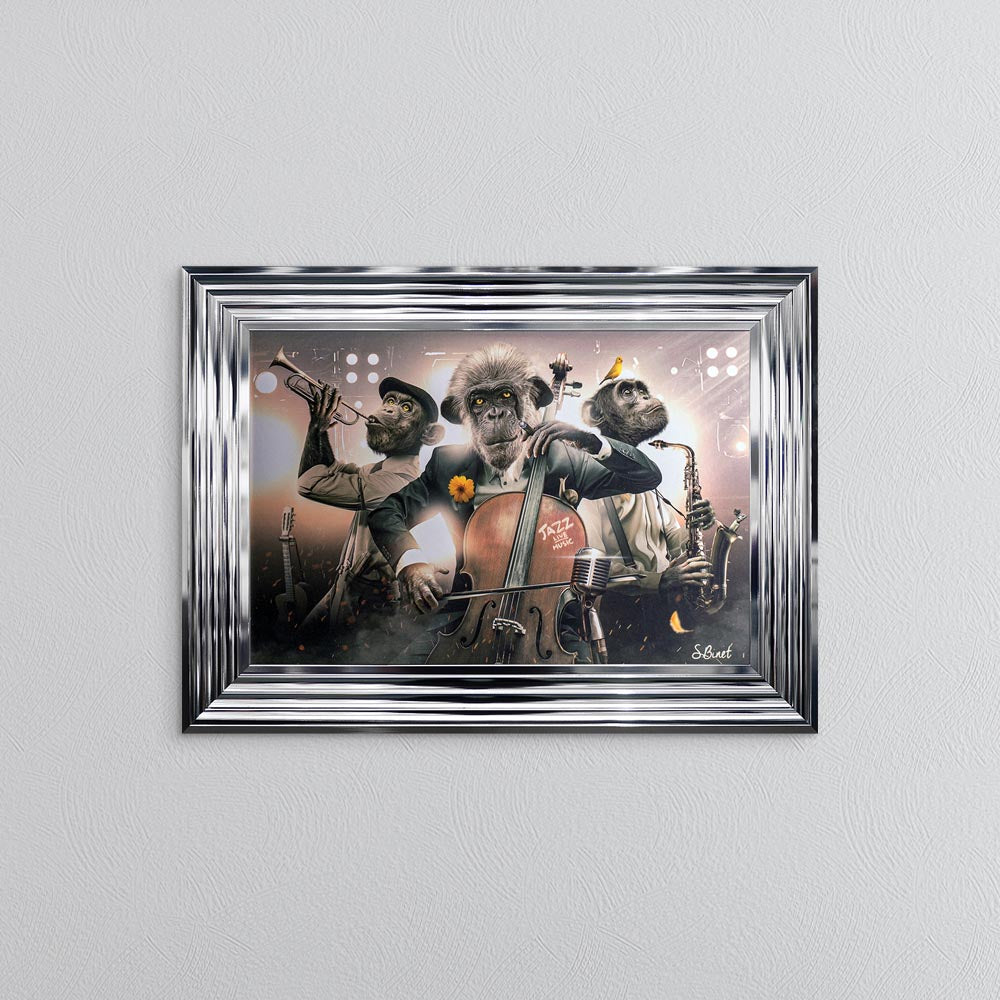 Monkey Jazz Trio Framed Wall Art