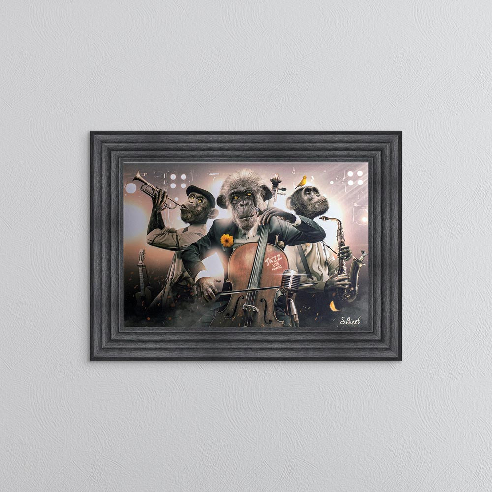 Monkey Jazz Trio Framed Wall Art