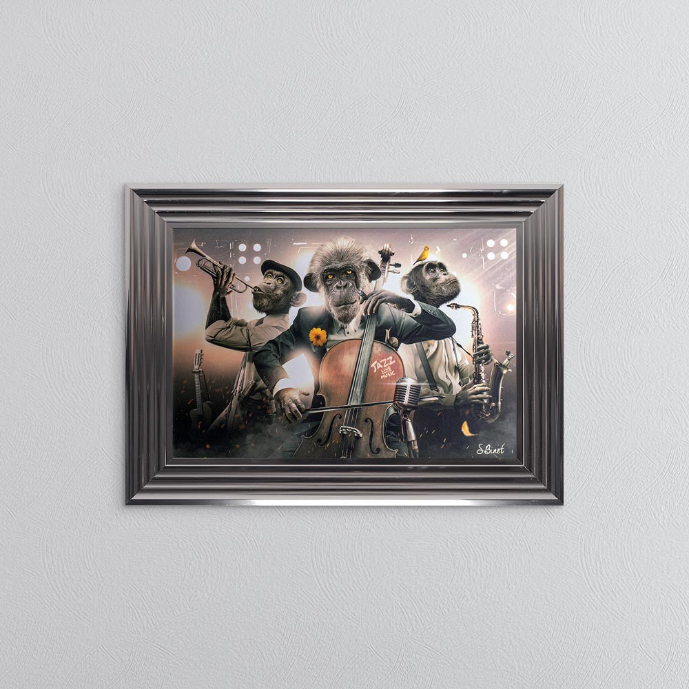 Monkey Jazz Trio Framed Wall Art