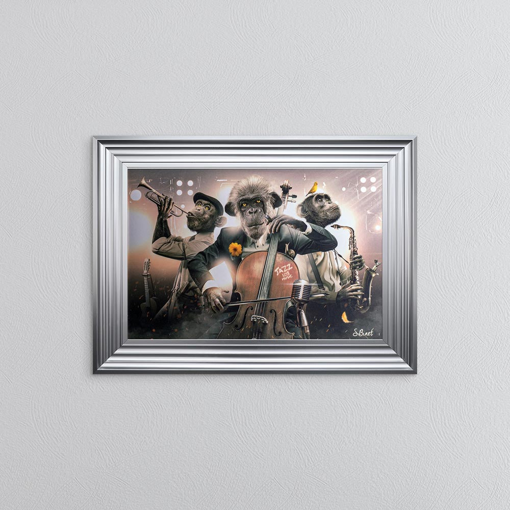Monkey Jazz Trio Framed Wall Art