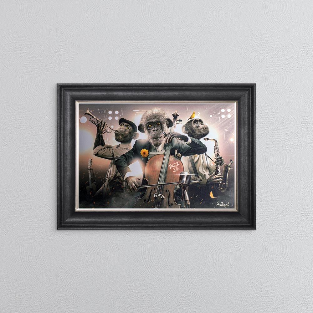 Monkey Jazz Trio Framed Wall Art