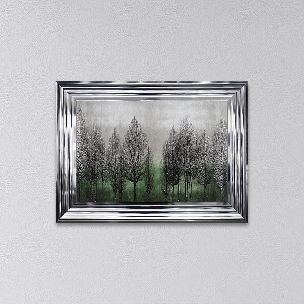 Green Tree Line Framed Wall Art