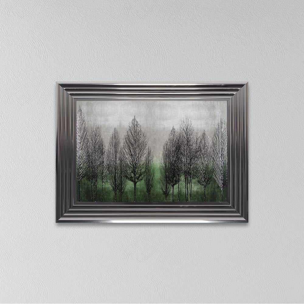 Green Tree Line Framed Wall Art