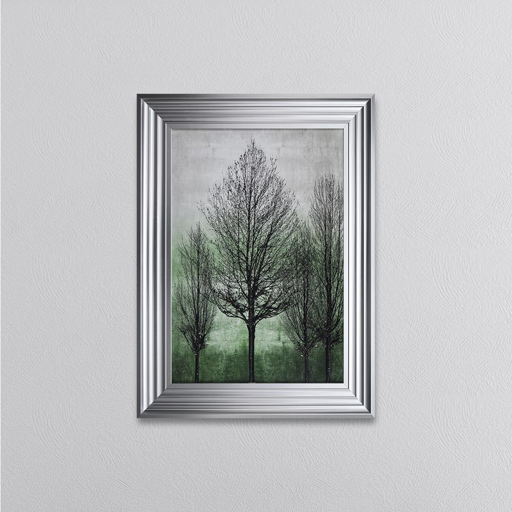 Trees On Green 2 Framed Wall Art