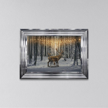 Winter Deer With One Fawn Framed Wall Art