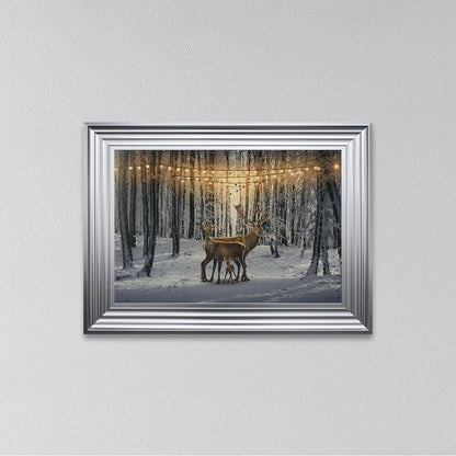 Winter Deer With One Fawn Framed Wall Art