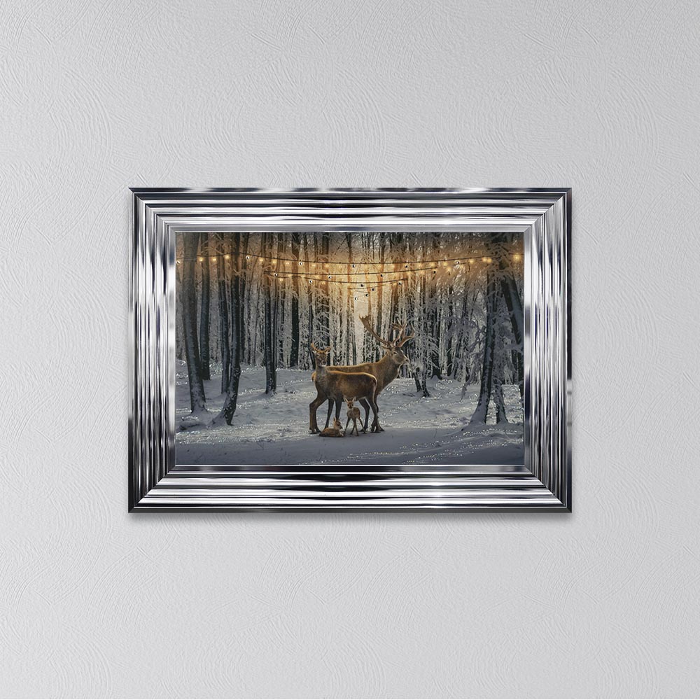 Winter Deer With Two Fawns Framed Wall Art