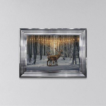 Winter Deer With Two Fawns Framed Wall Art