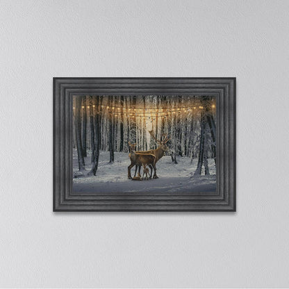 Winter Deer With Two Fawns Framed Wall Art