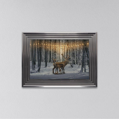 Winter Deer With Two Fawns Framed Wall Art