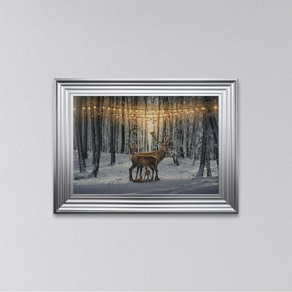 Winter Deer With Two Fawns Framed Wall Art