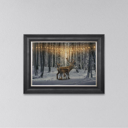 Winter Deer With Two Fawns Framed Wall Art