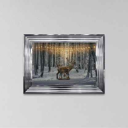 Winter Deer With Three Fawns Framed Wall Art