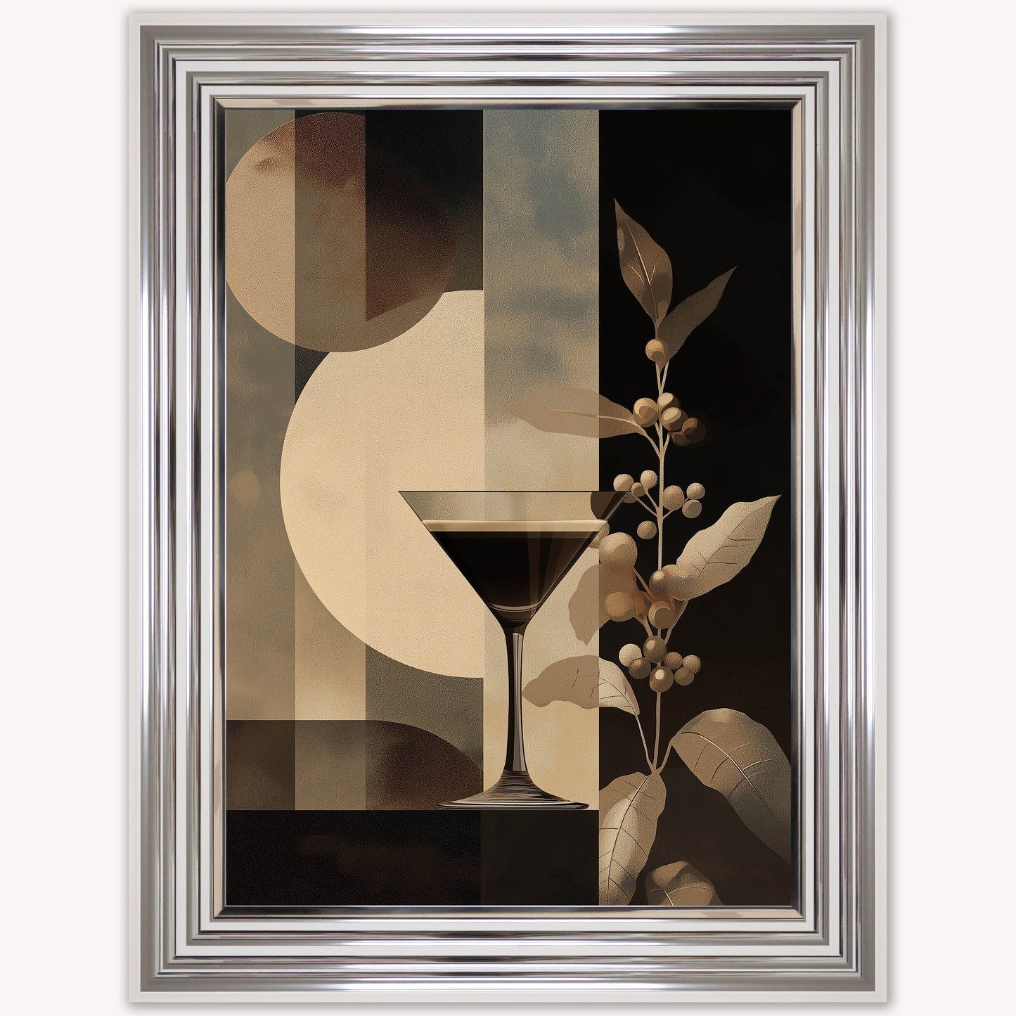 Moody Espresso Martini Cocktail Framed Wall Art