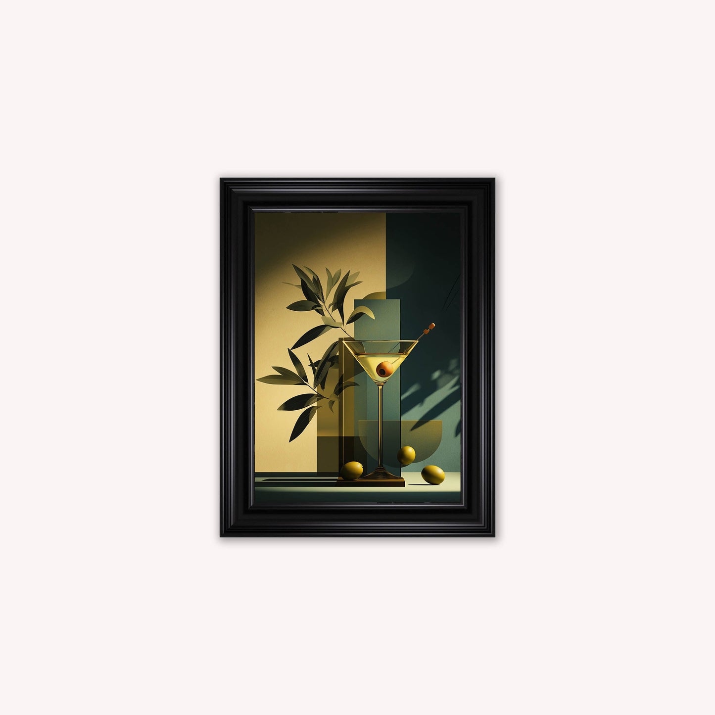 Moody Martini Cocktail Framed Wall Art