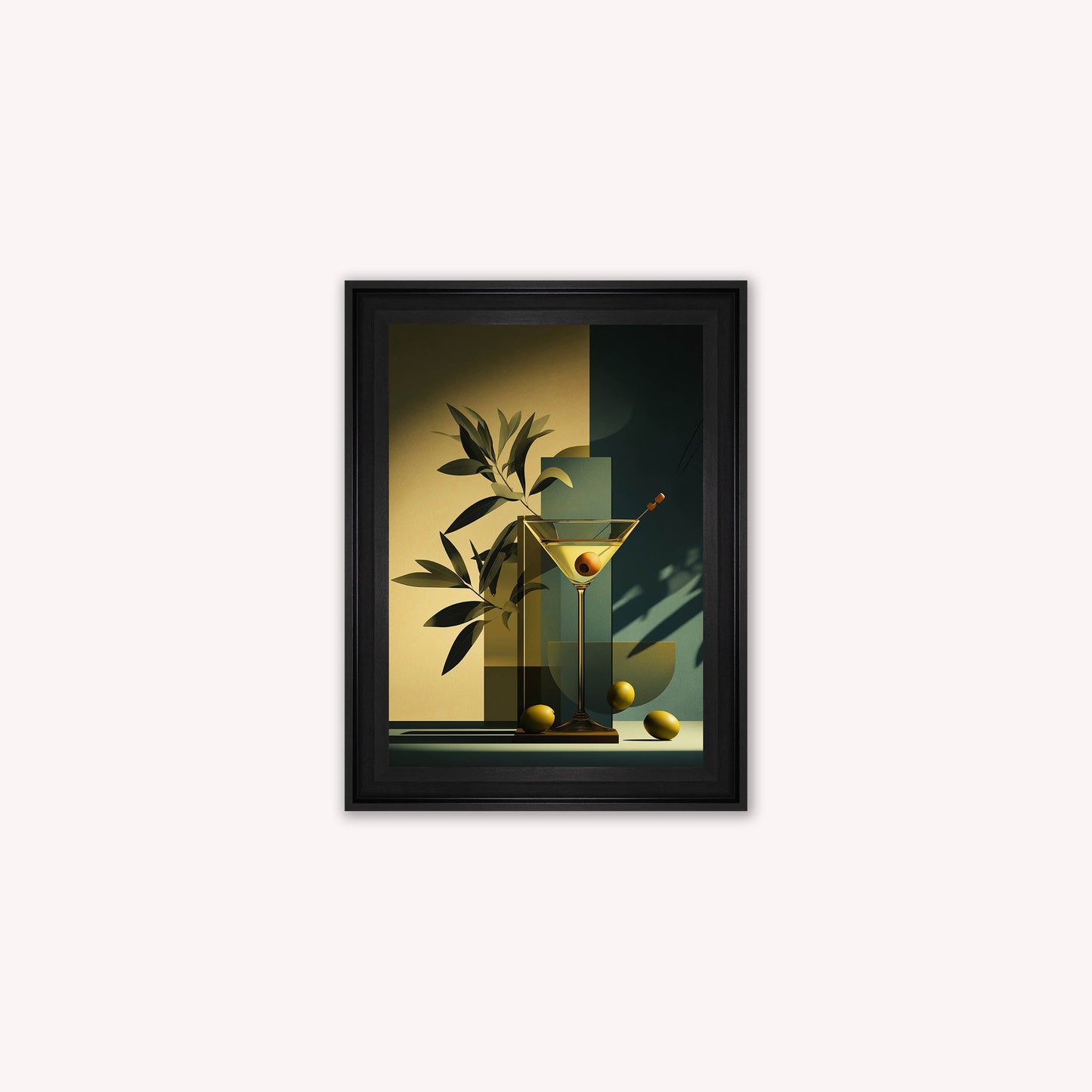 Moody Martini Cocktail Framed Wall Art