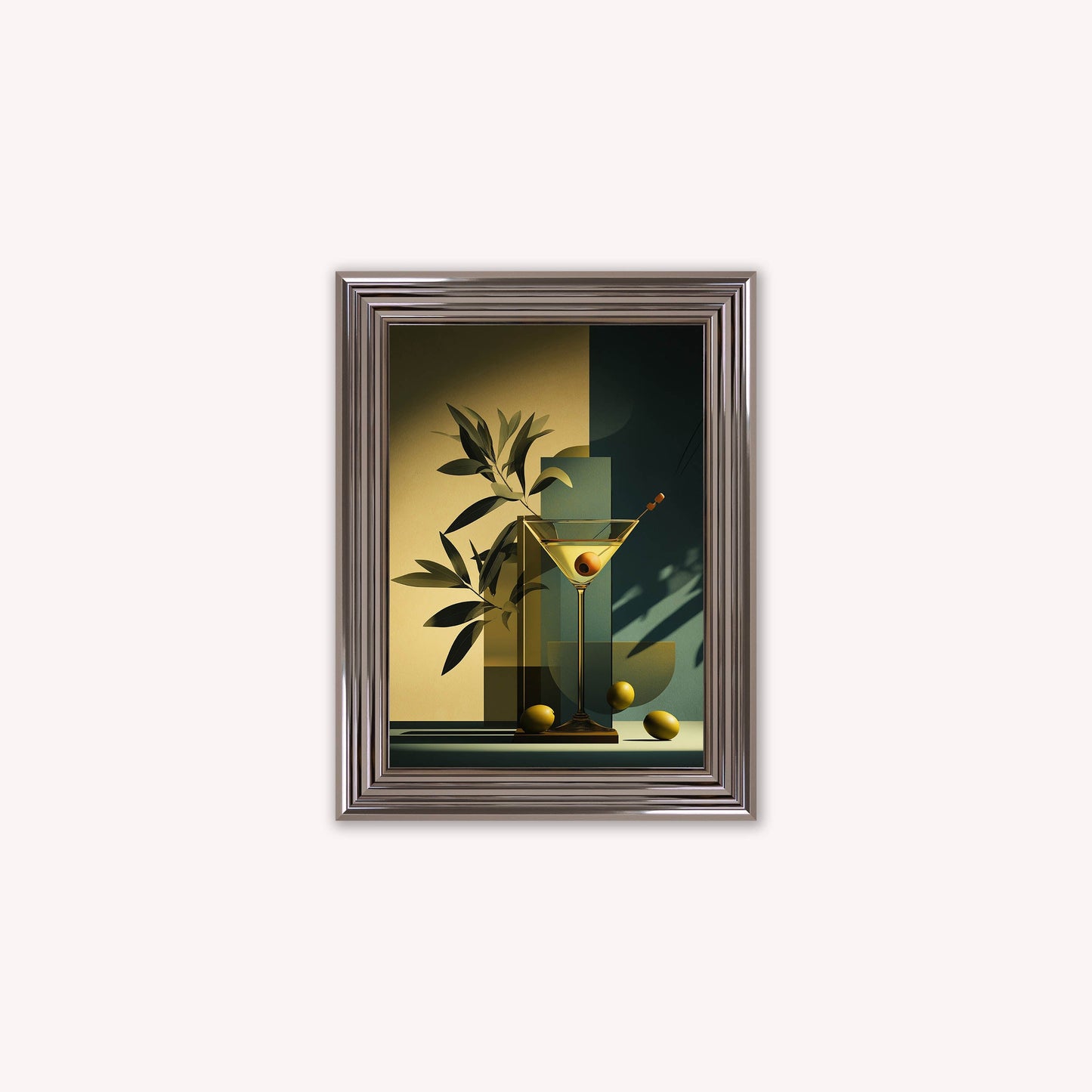 Moody Martini Cocktail Framed Wall Art