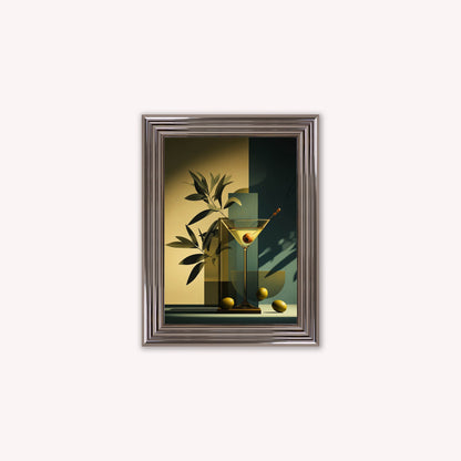 Moody Martini Cocktail Framed Wall Art