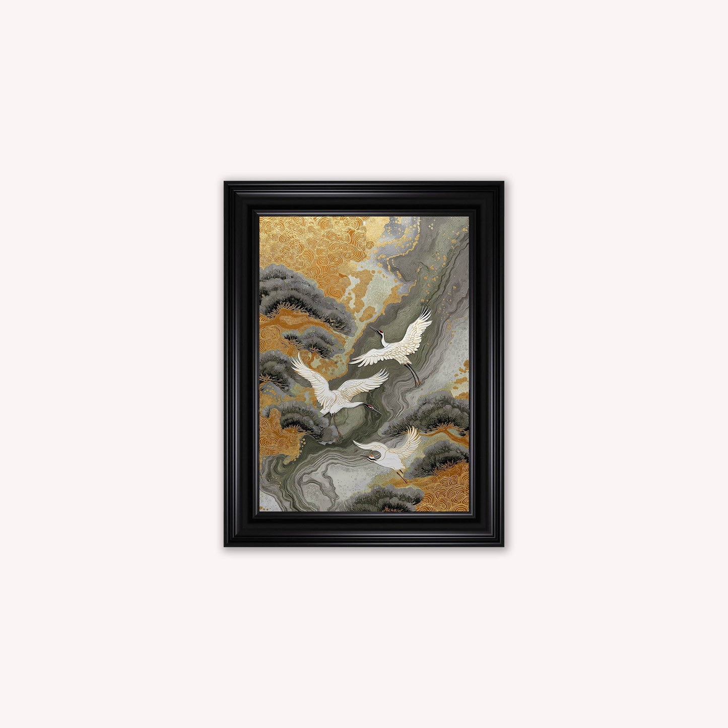 Neutral River Crane 1 Framed Wall Art