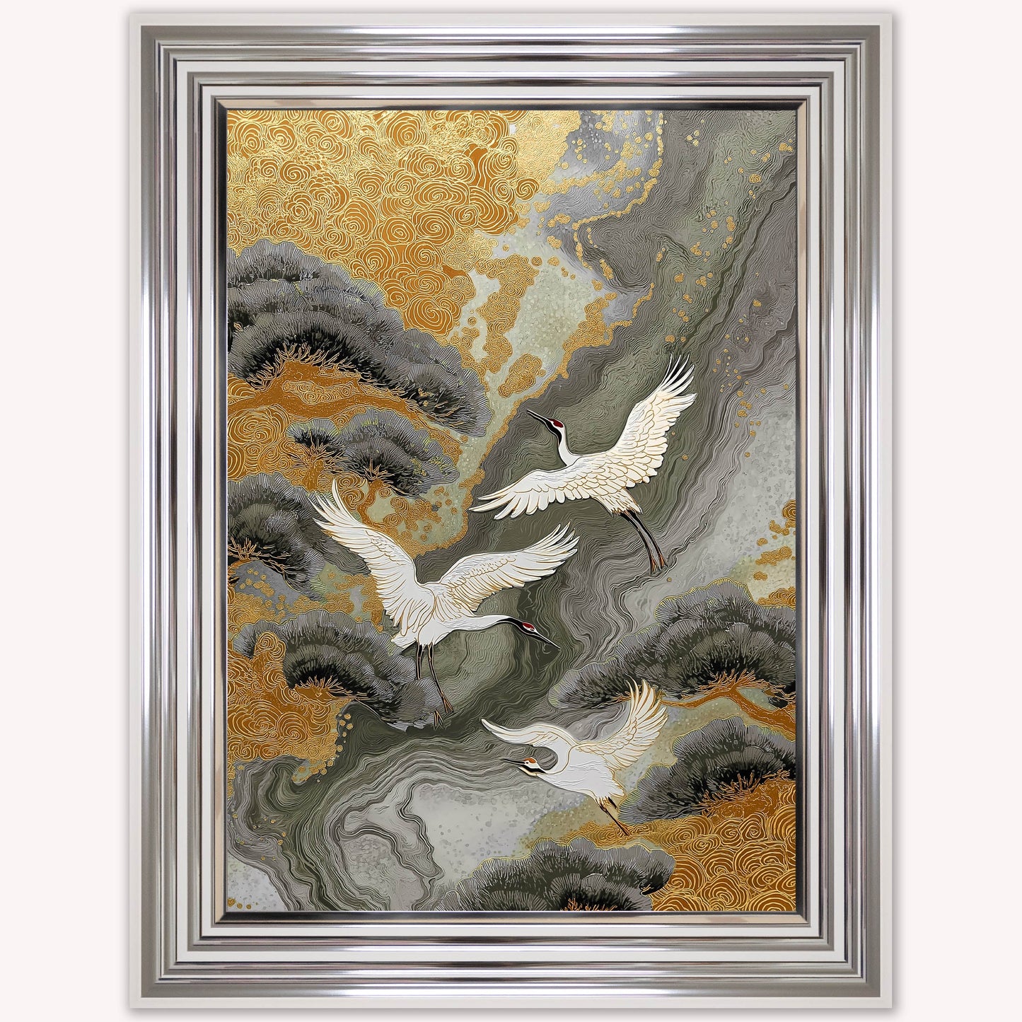 Neutral River Crane 1 Framed Wall Art