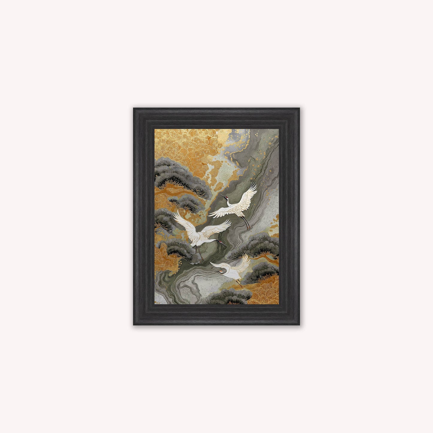Neutral River Crane 1 Framed Wall Art
