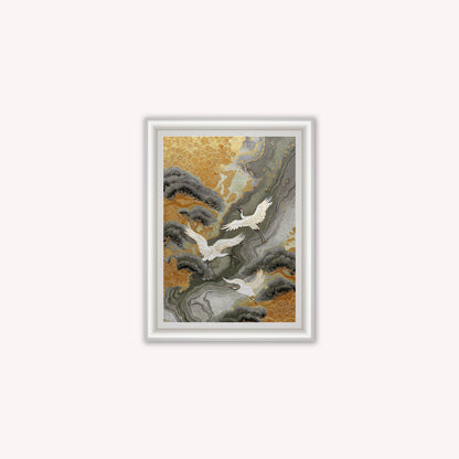 Neutral River Crane 1 Framed Wall Art