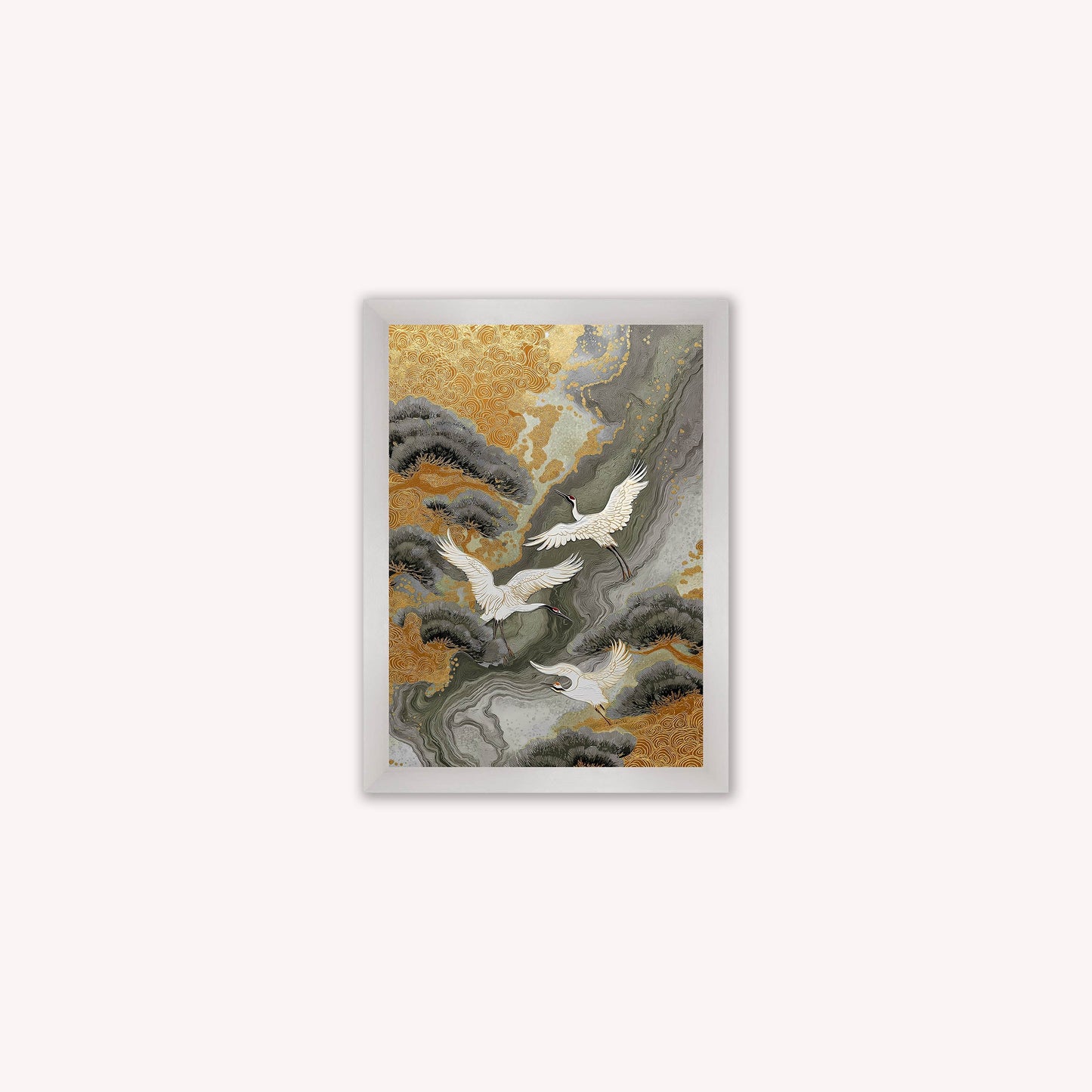 Neutral River Crane 1 Framed Wall Art