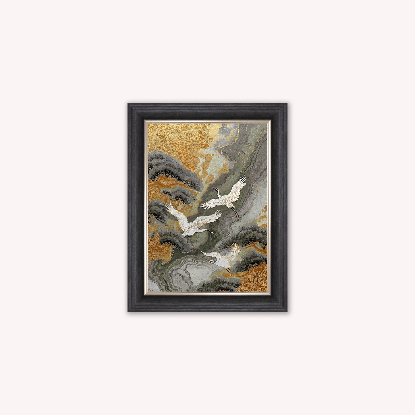 Neutral River Crane 1 Framed Wall Art