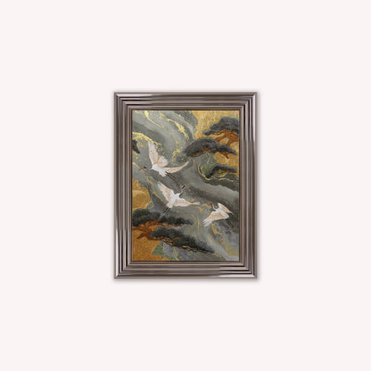 Neutral River Crane 2 Framed Wall Art